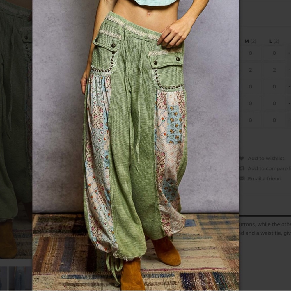 POL Green and Floral Straight Leg Pants